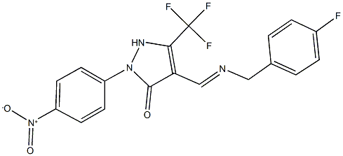 4-{[(4-fluorobenzyl)imino]methyl}-2-{4-nitrophenyl}-5-(trifluoromethyl)-1,2-dihydro-3H-pyrazol-3-one Structure