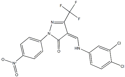 4-[(3,4-dichloroanilino)methylene]-2-{4-nitrophenyl}-5-(trifluoromethyl)-2,4-dihydro-3H-pyrazol-3-one 구조식 이미지