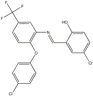 4-chloro-2-({[2-(4-chlorophenoxy)-5-(trifluoromethyl)phenyl]imino}methyl)phenol Structure