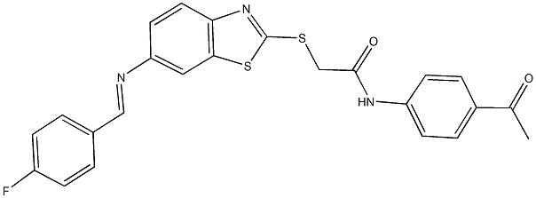 N-(4-acetylphenyl)-2-({6-[(4-fluorobenzylidene)amino]-1,3-benzothiazol-2-yl}sulfanyl)acetamide Structure