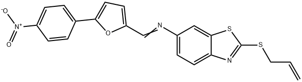 2-(allylsulfanyl)-6-{[(5-{4-nitrophenyl}-2-furyl)methylene]amino}-1,3-benzothiazole 구조식 이미지