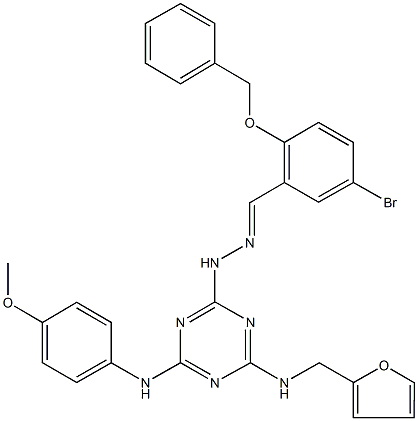 2-(benzyloxy)-5-bromobenzaldehyde [4-[(2-furylmethyl)amino]-6-(4-methoxyanilino)-1,3,5-triazin-2-yl]hydrazone 구조식 이미지