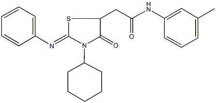 2-[3-cyclohexyl-4-oxo-2-(phenylimino)-1,3-thiazolidin-5-yl]-N-(3-methylphenyl)acetamide Structure