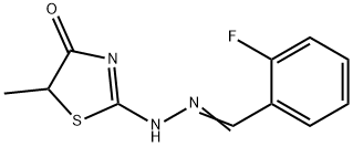 2-fluorobenzaldehyde (5-methyl-4-oxo-1,3-thiazolidin-2-ylidene)hydrazone Structure
