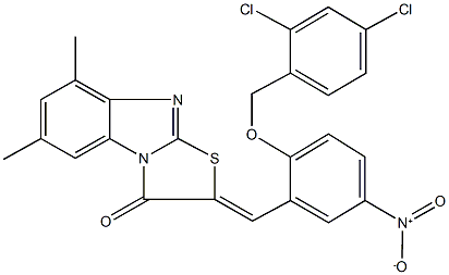 2-{2-[(2,4-dichlorobenzyl)oxy]-5-nitrobenzylidene}-6,8-dimethyl[1,3]thiazolo[3,2-a]benzimidazol-3(2H)-one 구조식 이미지