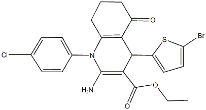 ethyl 2-amino-4-(5-bromo-2-thienyl)-1-(4-chlorophenyl)-5-oxo-1,4,5,6,7,8-hexahydro-3-quinolinecarboxylate 구조식 이미지
