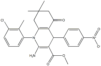 methyl 2-amino-1-(3-chloro-2-methylphenyl)-4-{4-nitrophenyl}-7,7-dimethyl-5-oxo-1,4,5,6,7,8-hexahydro-3-quinolinecarboxylate Structure