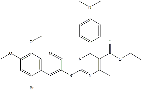 ethyl 2-(2-bromo-4,5-dimethoxybenzylidene)-5-[4-(dimethylamino)phenyl]-7-methyl-3-oxo-2,3-dihydro-5H-[1,3]thiazolo[3,2-a]pyrimidine-6-carboxylate Structure