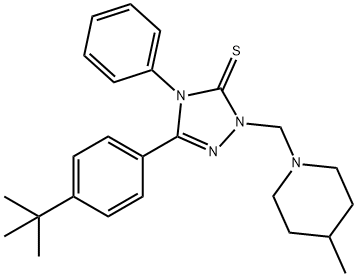 5-(4-tert-butylphenyl)-2-[(4-methyl-1-piperidinyl)methyl]-4-phenyl-2,4-dihydro-3H-1,2,4-triazole-3-thione 구조식 이미지