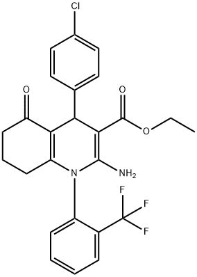 ethyl 2-amino-4-(4-chlorophenyl)-5-oxo-1-[2-(trifluoromethyl)phenyl]-1,4,5,6,7,8-hexahydro-3-quinolinecarboxylate Structure