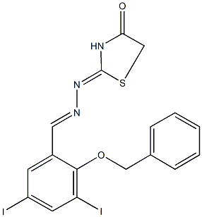 2-(benzyloxy)-3,5-diiodobenzaldehyde (4-oxo-1,3-thiazolidin-2-ylidene)hydrazone Structure