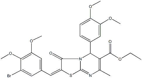 ethyl 2-(3-bromo-4,5-dimethoxybenzylidene)-5-(3,4-dimethoxyphenyl)-7-methyl-3-oxo-2,3-dihydro-5H-[1,3]thiazolo[3,2-a]pyrimidine-6-carboxylate Structure