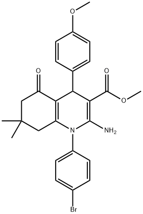 methyl 2-amino-1-(4-bromophenyl)-4-(4-methoxyphenyl)-7,7-dimethyl-5-oxo-1,4,5,6,7,8-hexahydro-3-quinolinecarboxylate 구조식 이미지