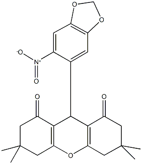 9-{6-nitro-1,3-benzodioxol-5-yl}-3,3,6,6-tetramethyl-3,4,5,6,7,9-hexahydro-1H-xanthene-1,8(2H)-dione 구조식 이미지