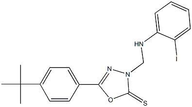 5-(4-tert-butylphenyl)-3-[(2-iodoanilino)methyl]-1,3,4-oxadiazole-2(3H)-thione 구조식 이미지