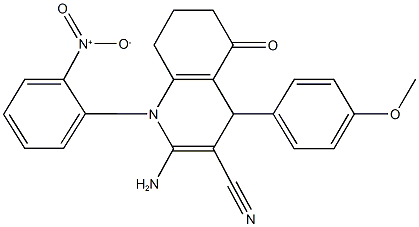 2-amino-1-{2-nitrophenyl}-4-(4-methoxyphenyl)-5-oxo-1,4,5,6,7,8-hexahydroquinoline-3-carbonitrile Structure