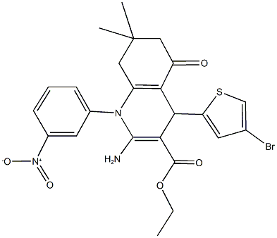 ethyl 2-amino-4-(4-bromo-2-thienyl)-1-{3-nitrophenyl}-7,7-dimethyl-5-oxo-1,4,5,6,7,8-hexahydro-3-quinolinecarboxylate 구조식 이미지