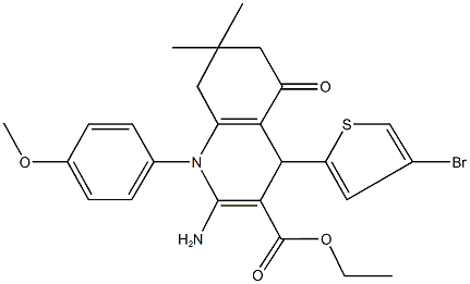 ethyl 2-amino-4-(4-bromo-2-thienyl)-1-(4-methoxyphenyl)-7,7-dimethyl-5-oxo-1,4,5,6,7,8-hexahydro-3-quinolinecarboxylate 구조식 이미지