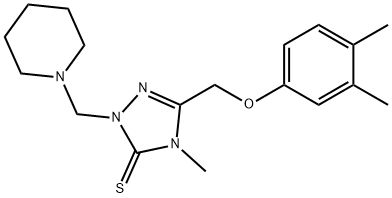 5-[(3,4-dimethylphenoxy)methyl]-4-methyl-2-(1-piperidinylmethyl)-2,4-dihydro-3H-1,2,4-triazole-3-thione 구조식 이미지