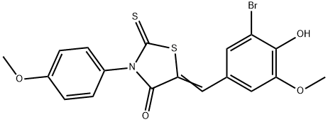5-(3-bromo-4-hydroxy-5-methoxybenzylidene)-3-(4-methoxyphenyl)-2-thioxo-1,3-thiazolidin-4-one Structure