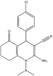 2-amino-4-(4-chlorophenyl)-1-(dimethylamino)-5-oxo-1,4,5,6,7,8-hexahydro-3-quinolinecarbonitrile 구조식 이미지