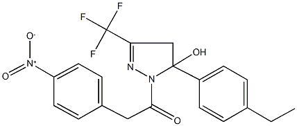 5-(4-ethylphenyl)-1-({4-nitrophenyl}acetyl)-3-(trifluoromethyl)-4,5-dihydro-1H-pyrazol-5-ol 구조식 이미지