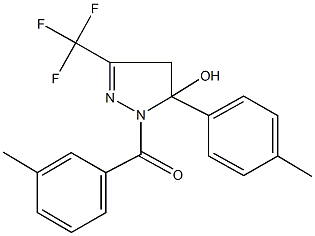 1-(3-methylbenzoyl)-5-(4-methylphenyl)-3-(trifluoromethyl)-4,5-dihydro-1H-pyrazol-5-ol Structure