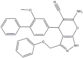 6-amino-4-(2-methoxy[1,1'-biphenyl]-4-yl)-3-(phenoxymethyl)-1,4-dihydropyrano[2,3-c]pyrazole-5-carbonitrile 구조식 이미지