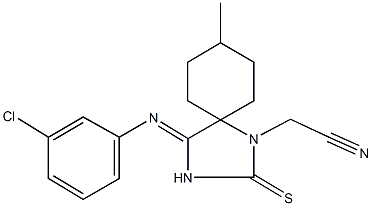 {4-[(3-chlorophenyl)imino]-8-methyl-2-thioxo-1,3-diazaspiro[4.5]dec-1-yl}acetonitrile Structure