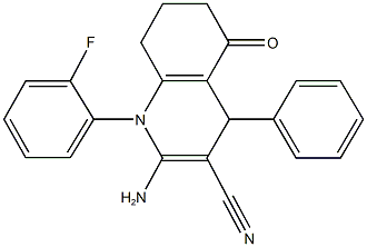 2-amino-1-(2-fluorophenyl)-5-oxo-4-phenyl-1,4,5,6,7,8-hexahydro-3-quinolinecarbonitrile Structure