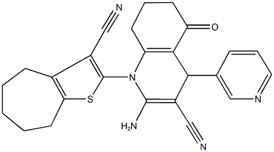 2-amino-1-(3-cyano-5,6,7,8-tetrahydro-4H-cyclohepta[b]thien-2-yl)-5-oxo-4-(3-pyridinyl)-1,4,5,6,7,8-hexahydro-3-quinolinecarbonitrile Structure