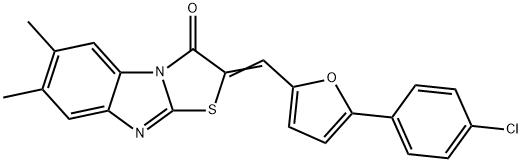 2-{[5-(4-chlorophenyl)-2-furyl]methylene}-6,7-dimethyl[1,3]thiazolo[3,2-a]benzimidazol-3(2H)-one Structure