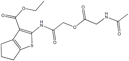 ethyl 2-[({[(acetylamino)acetyl]oxy}acetyl)amino]-5,6-dihydro-4H-cyclopenta[b]thiophene-3-carboxylate Structure