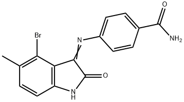 4-[(4-bromo-5-methyl-2-oxo-1,2-dihydro-3H-indol-3-ylidene)amino]benzamide 구조식 이미지