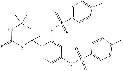 5-{[(4-methylphenyl)sulfonyl]oxy}-2-(4,6,6-trimethyl-2-thioxohexahydro-4-pyrimidinyl)phenyl 4-methylbenzenesulfonate 구조식 이미지