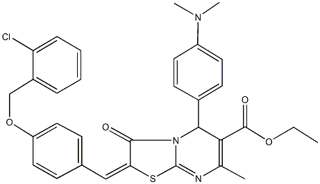 ethyl 2-{4-[(2-chlorobenzyl)oxy]benzylidene}-5-[4-(dimethylamino)phenyl]-7-methyl-3-oxo-2,3-dihydro-5H-[1,3]thiazolo[3,2-a]pyrimidine-6-carboxylate Structure