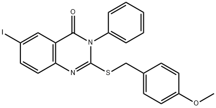 6-iodo-2-[(4-methoxybenzyl)sulfanyl]-3-phenyl-4(3H)-quinazolinone Structure