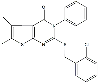 2-[(2-chlorobenzyl)sulfanyl]-5,6-dimethyl-3-phenylthieno[2,3-d]pyrimidin-4(3H)-one Structure