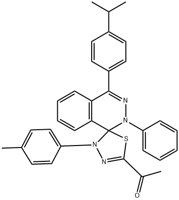 1-[4-(4-isopropylphenyl)-4'-(4-methylphenyl)-2-phenyl-1,2,4',5'-tetrahydrospiro(phthalazine-1,5'-[1,3,4]-thiadiazole)-2'-yl]ethanone 구조식 이미지