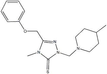 4-methyl-2-[(4-methyl-1-piperidinyl)methyl]-5-(phenoxymethyl)-2,4-dihydro-3H-1,2,4-triazole-3-thione Structure
