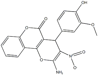 2-amino-4-(4-hydroxy-3-methoxyphenyl)-3-nitro-4H,5H-pyrano[3,2-c]chromen-5-one 구조식 이미지