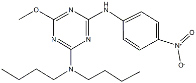 2-(dibutylamino)-4-{4-nitroanilino}-6-methoxy-1,3,5-triazine 구조식 이미지