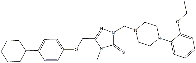 5-[(4-cyclohexylphenoxy)methyl]-2-{[4-(2-ethoxyphenyl)-1-piperazinyl]methyl}-4-methyl-2,4-dihydro-3H-1,2,4-triazole-3-thione 구조식 이미지