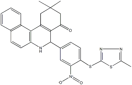 5-{3-nitro-4-[(5-methyl-1,3,4-thiadiazol-2-yl)sulfanyl]phenyl}-2,2-dimethyl-2,3,5,6-tetrahydrobenzo[a]phenanthridin-4(1H)-one Structure