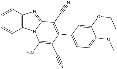 1-amino-3-(3-ethoxy-4-methoxyphenyl)pyrido[1,2-a]benzimidazole-2,4-dicarbonitrile 구조식 이미지