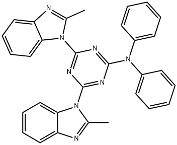 4,6-bis(2-methyl-1H-benzimidazol-1-yl)-N,N-diphenyl-1,3,5-triazin-2-amine 구조식 이미지