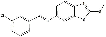 N-(3-chlorobenzylidene)-N-[2-(methylsulfanyl)-1,3-benzothiazol-6-yl]amine Structure