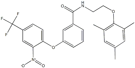 3-[2-nitro-4-(trifluoromethyl)phenoxy]-N-[2-(mesityloxy)ethyl]benzamide 구조식 이미지