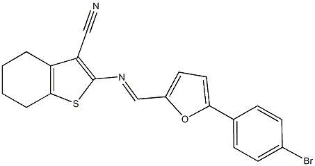 2-({[5-(4-bromophenyl)-2-furyl]methylene}amino)-4,5,6,7-tetrahydro-1-benzothiophene-3-carbonitrile Structure