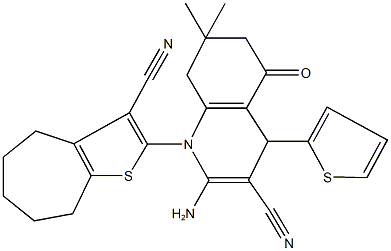2-amino-1-(3-cyano-5,6,7,8-tetrahydro-4H-cyclohepta[b]thiophen-2-yl)-7,7-dimethyl-5-oxo-4-(2-thienyl)-1,4,5,6,7,8-hexahydro-3-quinolinecarbonitrile 구조식 이미지